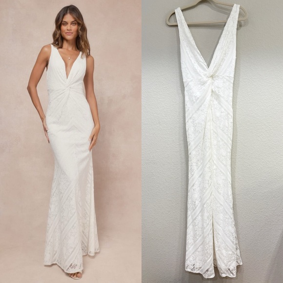 NWOT Lulus Adoring Attachment White Lace Twist-Front Sleeveless Maxi Dress - Picture 1 of 9